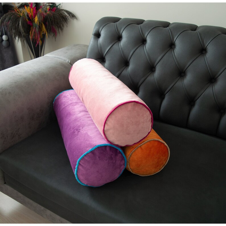 MIX & MATCH Colors of Your Velvet Bolster Case, Bolster Throw Pillow, Customized Piping Bolster P... | Etsy (US)