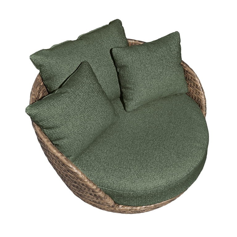 Beautiful Wicker Outdoor Swivel Chair with Boucle Cushions, Brown/Thyme by Drew Barrymore | Walmart (US)