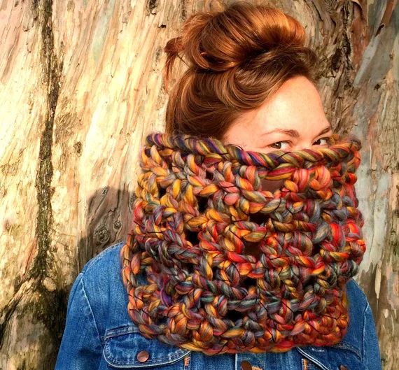 Colorful Cowl Scarf. Chunky / Funky / Rainbow / SALE! | Etsy (US)
