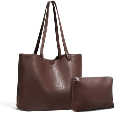 Tote Bag for Women, 16in Soft Vegan Leather Shoulder Handbag with Coin Purse, Lightweight Top Han... | Amazon (US)