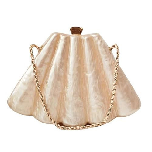 Tarvione Acrylic Shell Purse Hard Clutch Purse Marbled Shoulder Crossbody Evening Bag Glitter Fancy Seashell Bags Trendy Party Wedding Prom Vacation(Champagne) | Amazon (US)