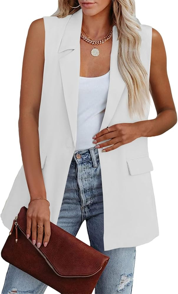Cicy Bell Women's Sleeveless Blazer Vest Casual Open Front Single Button Summer Jacket with Pocke... | Amazon (US)