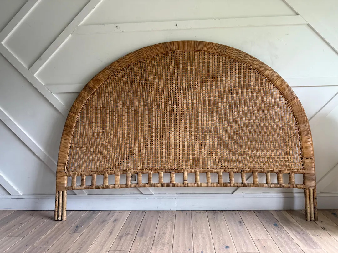 Midcentury Bamboo King Headboard – Handcrafted Reed & Willow Woven Frame, Boho Coastal Vintage ... | Etsy (US)
