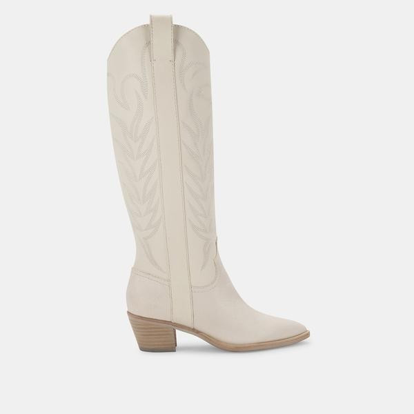 SOLEI BOOTS WHITE EMBOSSED LEATHER | DolceVita.com