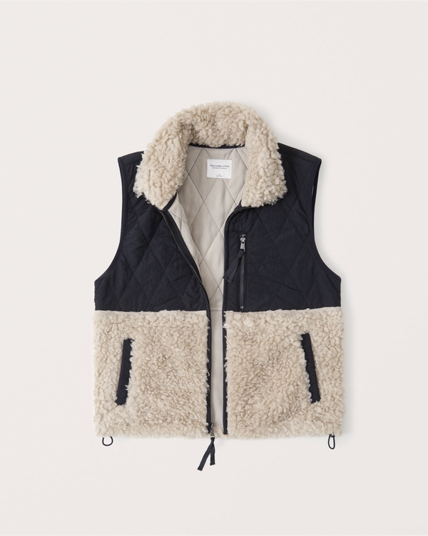 Cropped Two-Tone Sherpa Vest | Abercrombie & Fitch (US)
