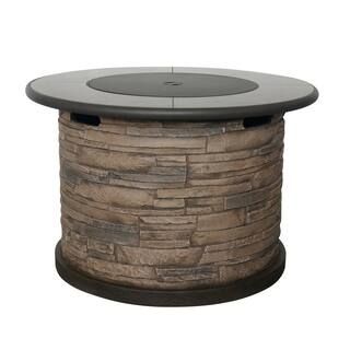 Bond Newcastle Envirostone 36 in. Round Gas Fire Table in Brown 52141 - The Home Depot | The Home Depot