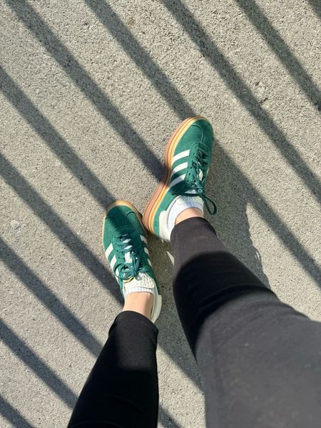Taking my new green Adidas Gazelle Bolds out for a spin! Full platform sneaker review coming soon! #adidas #adidasgazelle 

#LTKover40 #LTKshoecrush