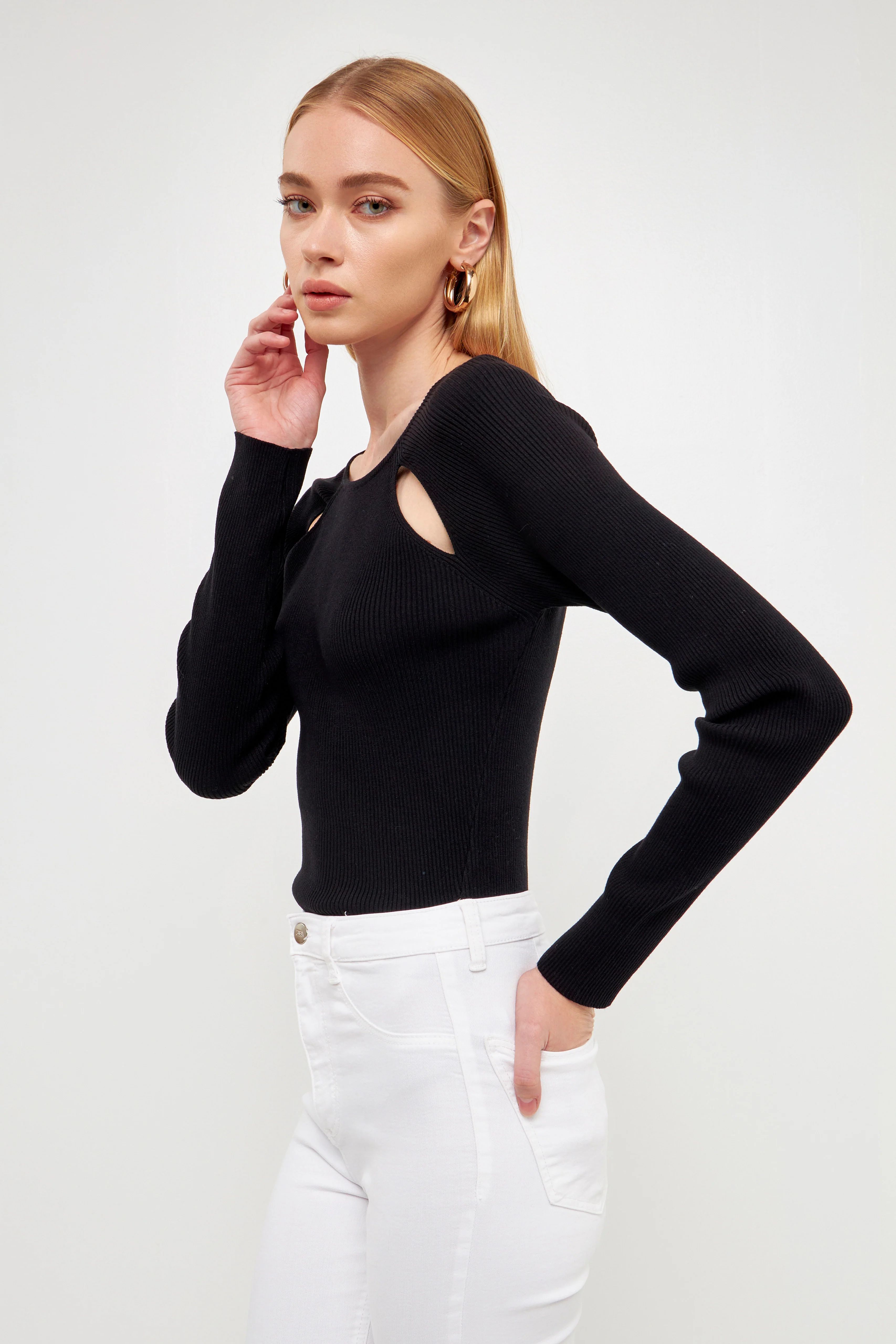Double Cut Out Knit Top | OBJECTRARE