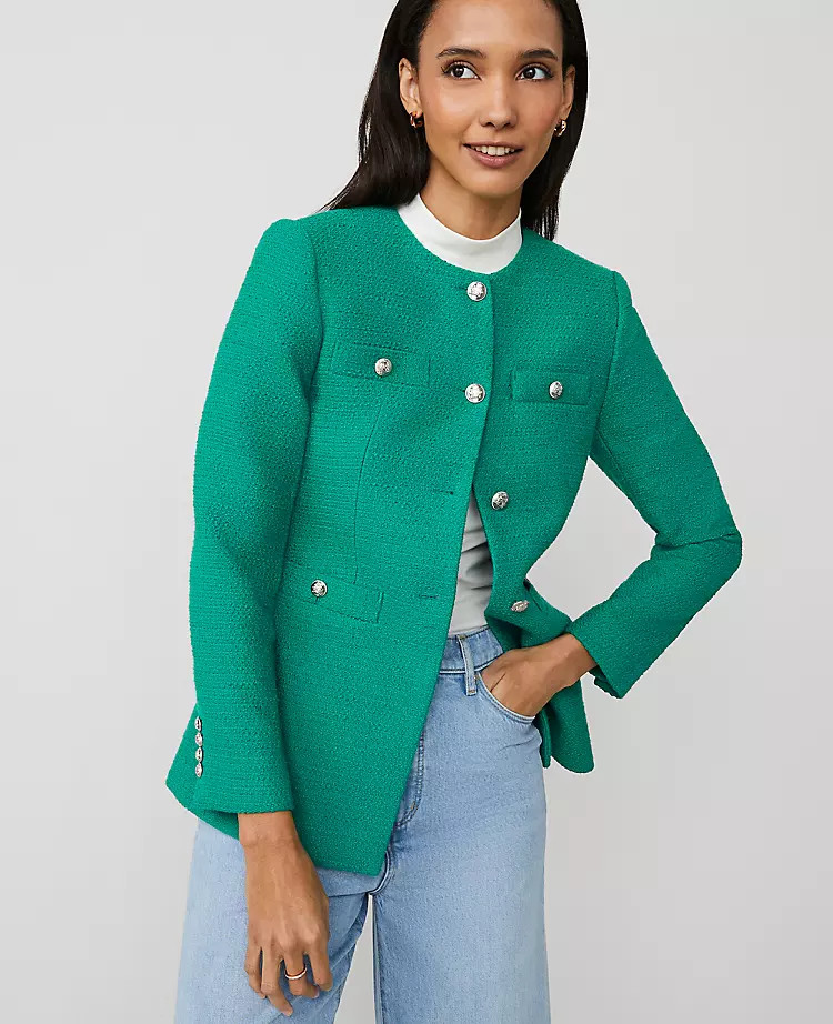 Tweed Split Hem Jacket | Ann Taylor