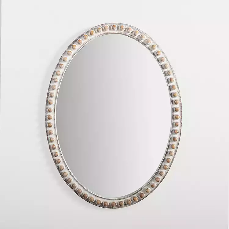 Natural Wood Beaded Oval Mirror | Kirkland's Home