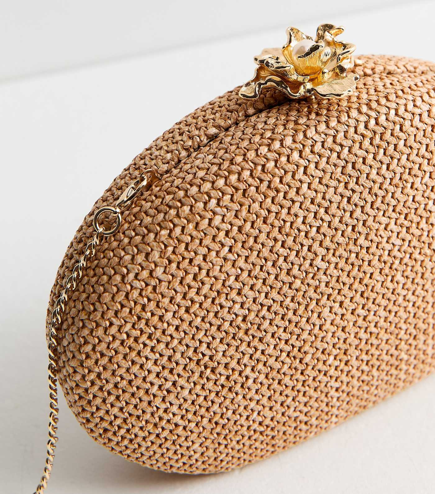Stone Raffia Look Flower Clasp Box Clutch | New Look | New Look (UK)