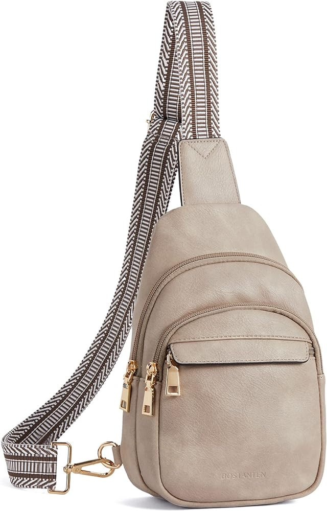 BOSTANTEN Small Sling Bag for Women Leather Crossbody Bags Fanny Pack Chest Bag for Travel | Amazon (US)