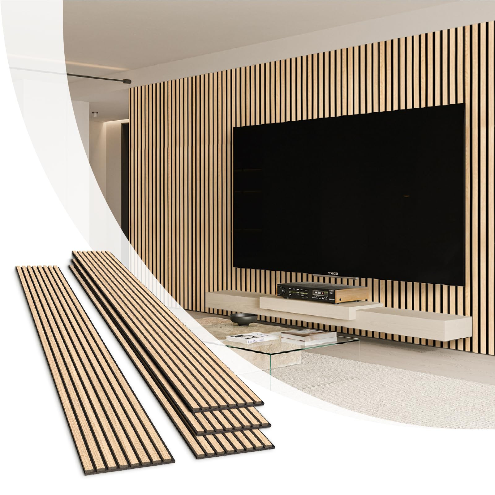 Olanglab Wood Slat Wall Panels, Wooden Acoustic Wall Panels, 94.5"x12.6" Each 3D Wall Panels for ... | Amazon (US)