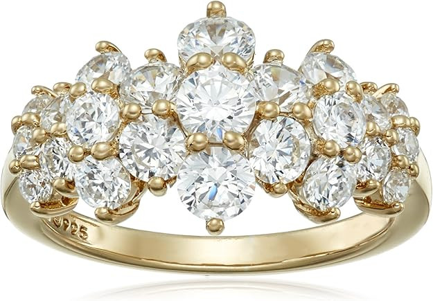 Amazon Essentials Yellow Gold Plated Sterling Silver Infinite Elements Cubic Zirconia Cluster Rin... | Amazon (US)
