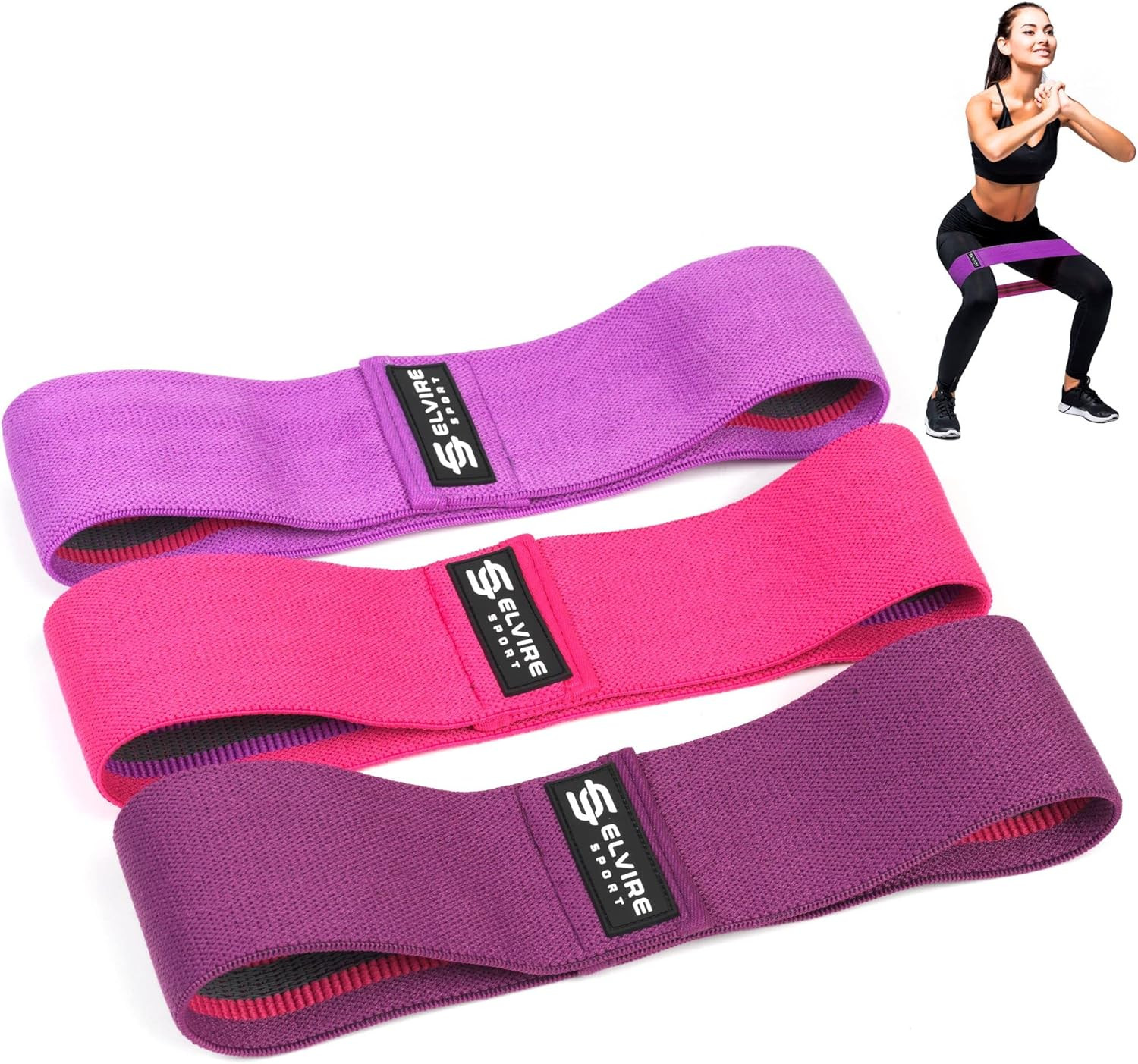 Elvire Fabric Resistance Bands for Working Out, Set of 3, Booty Exercise Band for Women, Workout ... | Amazon (UK)