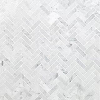 Ivy Hill Tile White Carrara Herringbone 12 in. x 12 in. 10mm Polished Marble Stone Mosaic Wall Ti... | The Home Depot