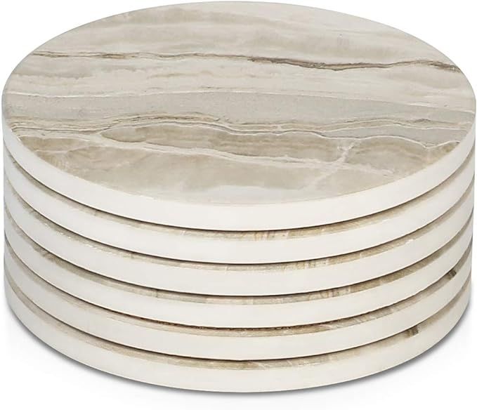 LIFVER Coasters for Drinks, Absorbent Drink Coasters Set 6 Pcs, Absorbent Coasters Set with Cork ... | Amazon (US)