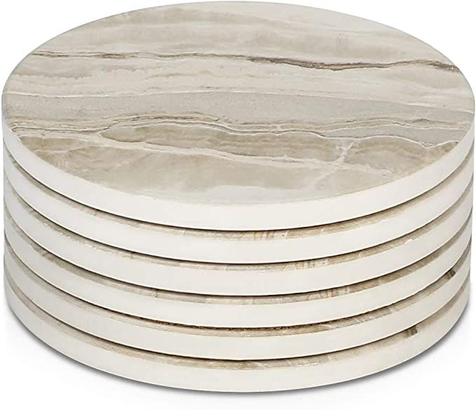 LIFVER Coasters for Dining Table,Ceramic Coasters Set of 6, Absorbent Coasters for Drinks Outdoor... | Amazon (US)