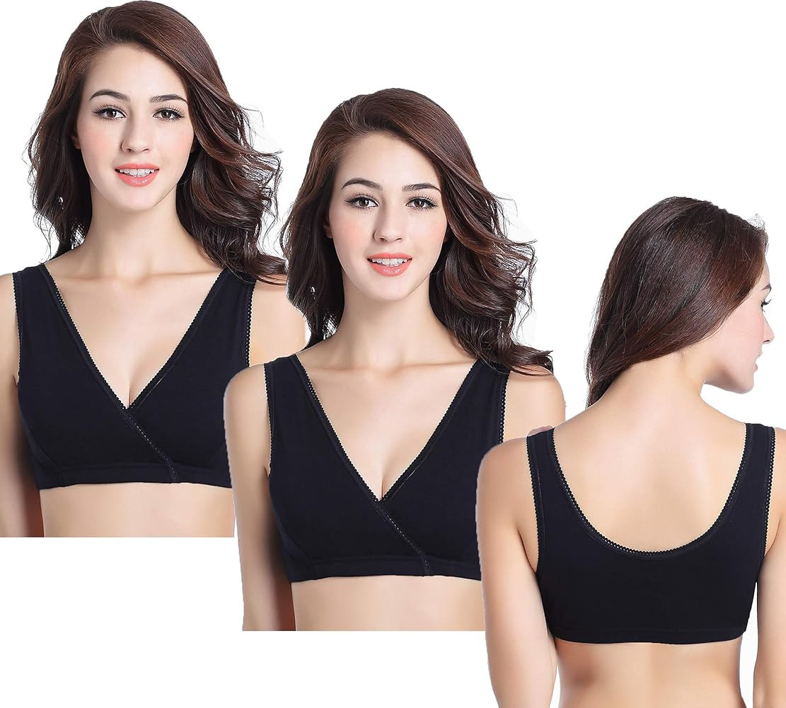 CAKYE 3 Pack Maternity Nursing Sleep Bra Breastfeeding Cotton Bralette | Amazon (US)