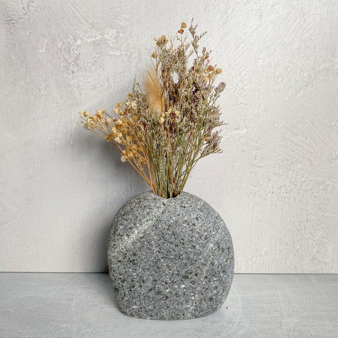 Natural Beach Stone Vase Flower Bud Arrangement Holder - Etsy | Etsy (US)