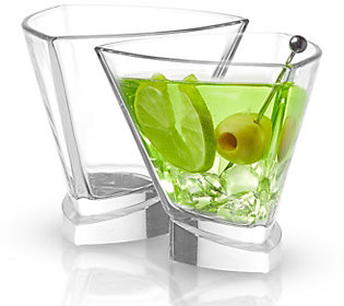 JoyJolt Set of Two Aqua Vitae Triangle Off Base Martini Glass | QVC