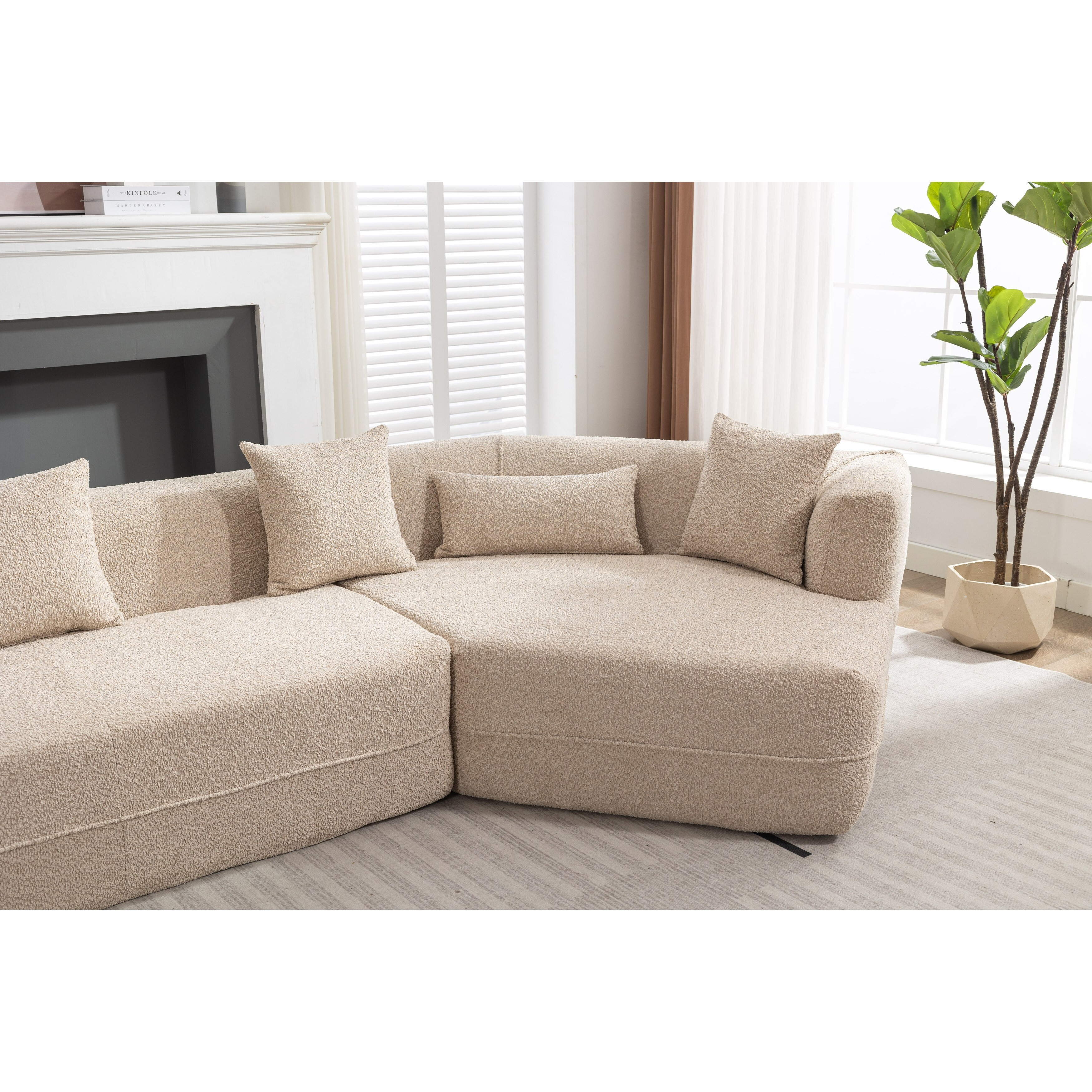 Minimalist Modular Sectional Sofa Set, Reversible Sleeper Couch with Round Fiber Fabric, Free Combination, No Assembly Required | Bed Bath & Beyond