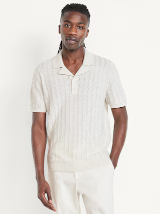 Short-Sleeve Pointelle-Knit Polo | Old Navy (US)