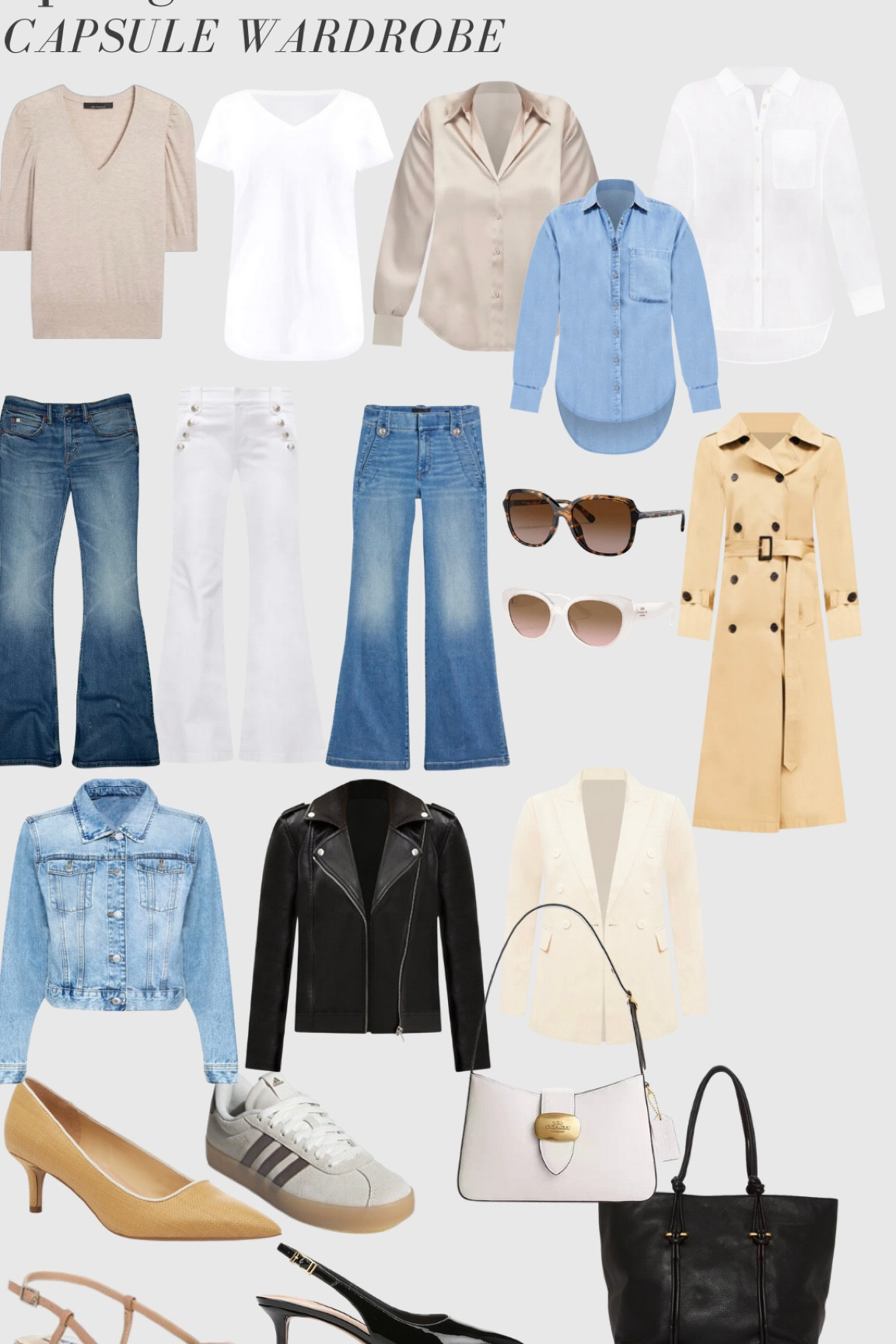 Capsule wardrobe Spring 2024!! Here it is. Great classic pieces that can make so many different outfits!! 