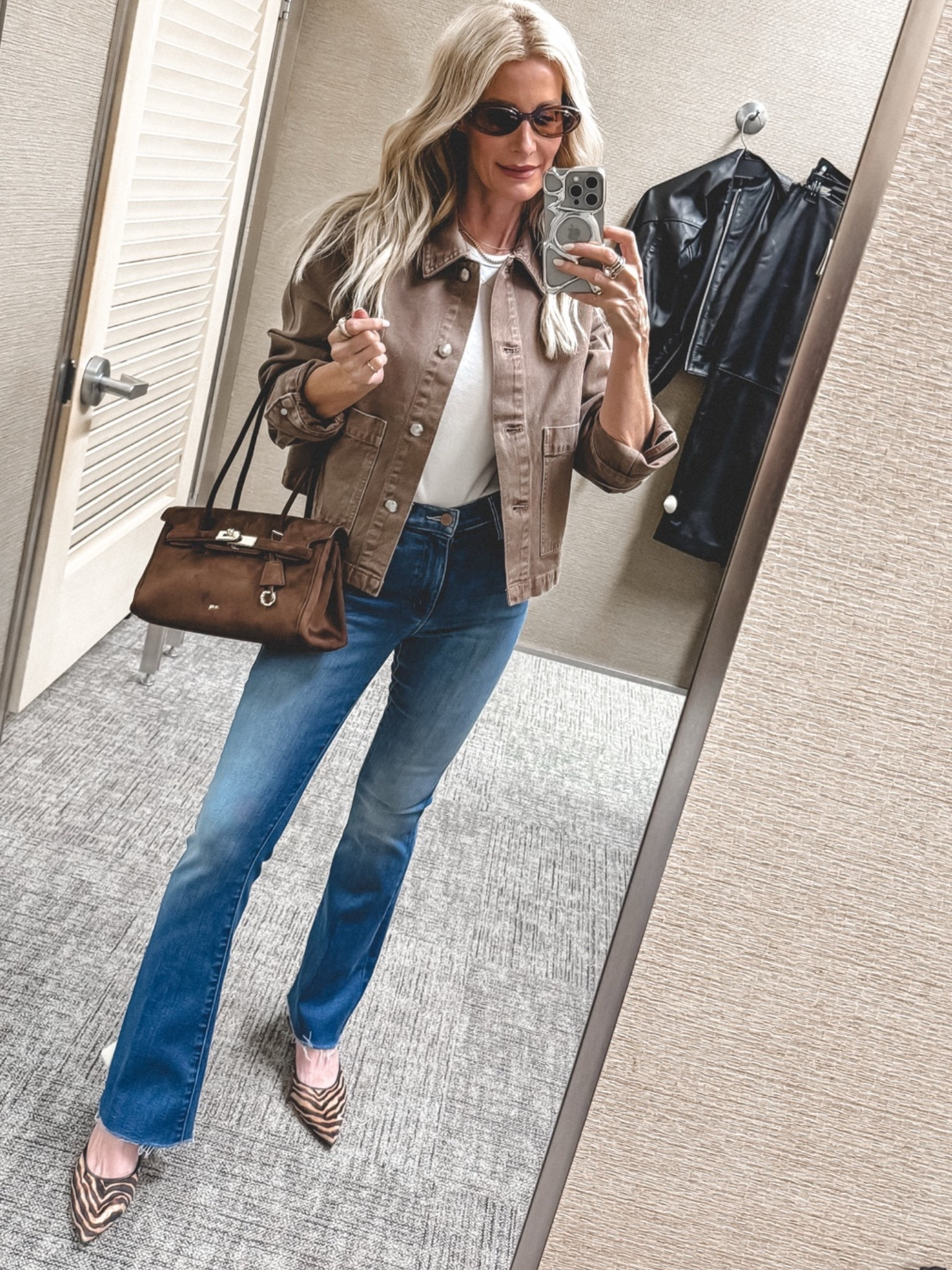 This entire look is part of the Nordstrom Anniversary Sale. ✨ I love this tan denim jacket by Madewell—it’s such a versatile fall staple. I paired it with these Mother high-rise baby flare jeans that are incredibly flattering, comfortable, and give the perfect subtle flare. I’m wearing an XS in the jacket and a 24 in the jeans

#LTKootd #LTKOver40 #LTKSaleAlert