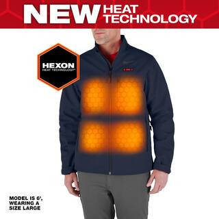 Men's Large M12 12-Volt Lithium-Ion Cordless Tough Shell Navy Blue Heated Jacket with (1) 3.0 Ah ... | The Home Depot
