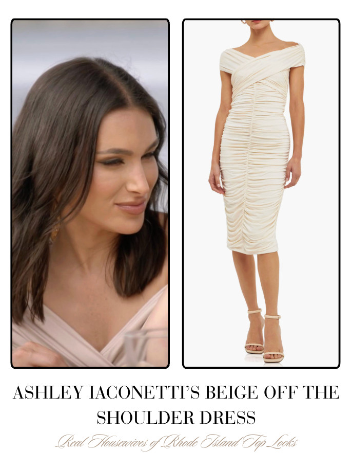Ashley Iaconetti's Beige Off The Shoulder Dress 

 