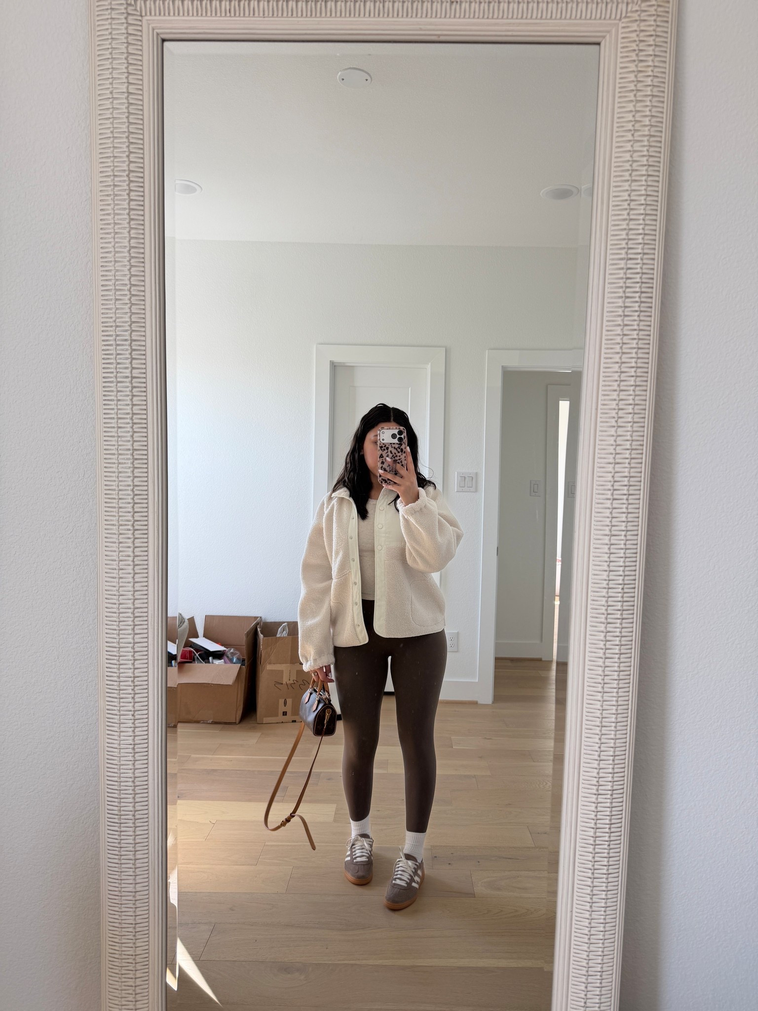 Leggings: small 
Sherpa shacket: xs 
Adidas handball spezial sneakers: 5 
White socks 
Nano speedy bag

#LTKgrwm #LTKdayinmylife #LTKootd