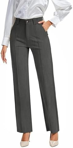 FUNYYZO Office Dress Pants for Women Stretch High Waisted Casual Business Long Trousers with Deep... | Amazon (US)