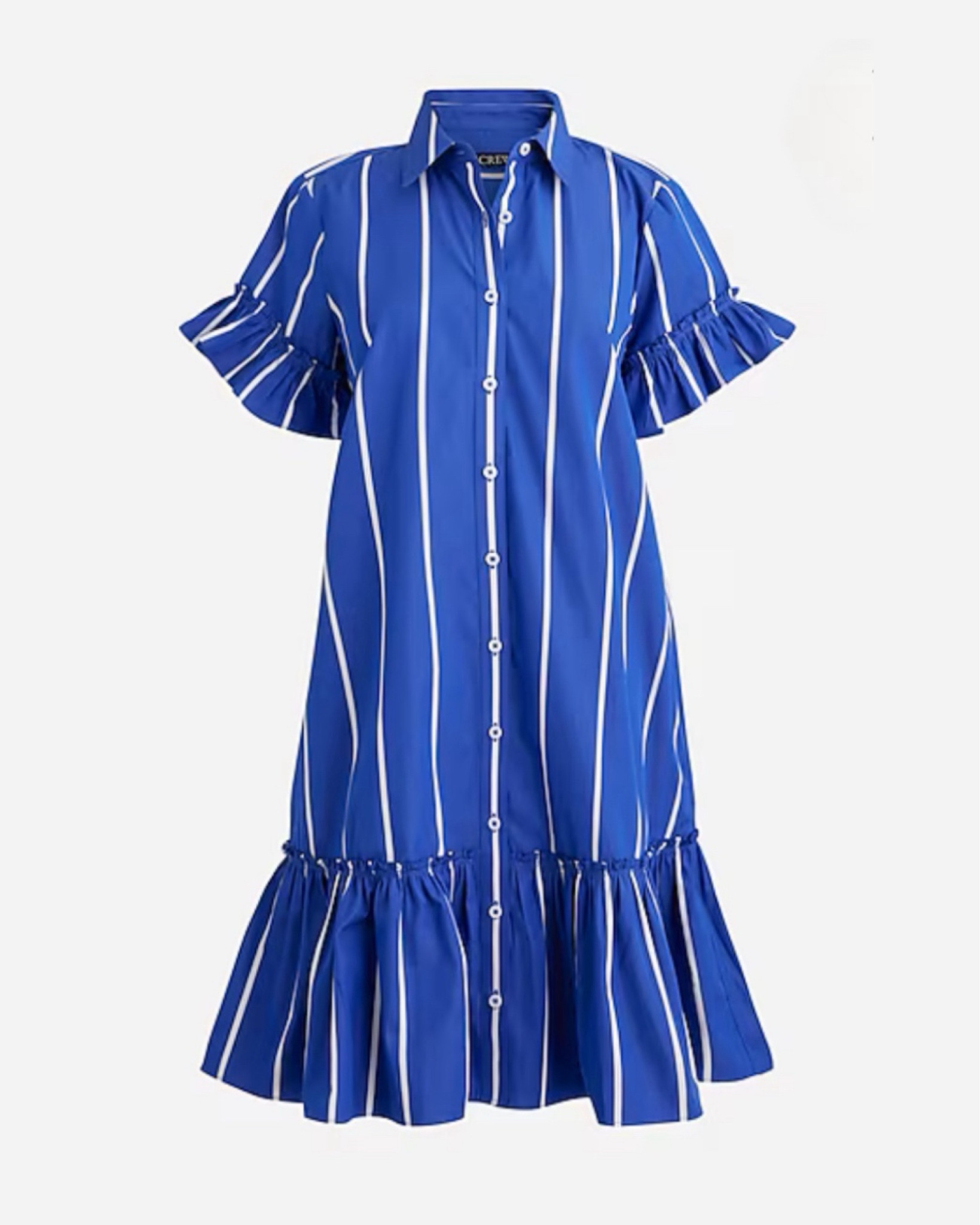 Ruffle-hem shirtdress in cotton poplin. The perfect striped spring dress for work or weekend. 

#LTKworkwear #LTKSeasonal #LTKstyletip