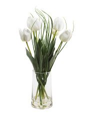 Real Touch Tulips In Glass Vase | TJ Maxx