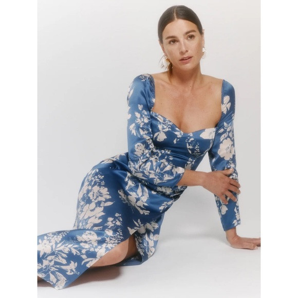 Reformation Gloriana Silk Dress in Cyanotype | Poshmark