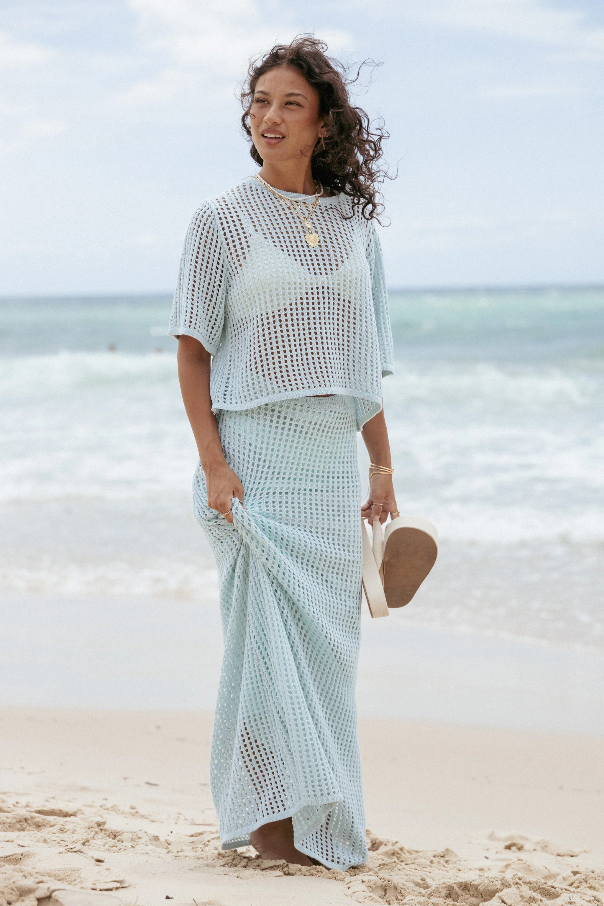 Kinnie Knit Skirt Set - Light Blue | Petal & Pup (US)