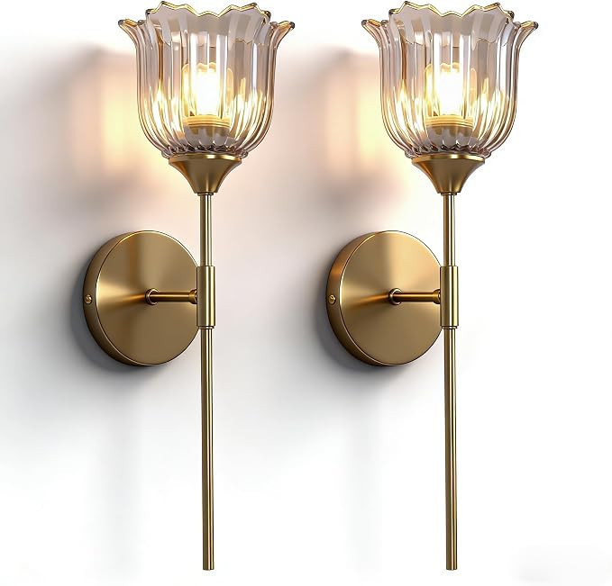 Melkelen Blooming Rose Wall Sconce Set of 2, Medieval Retro & Modern Style Gold-Plated with E26 B... | Amazon (US)