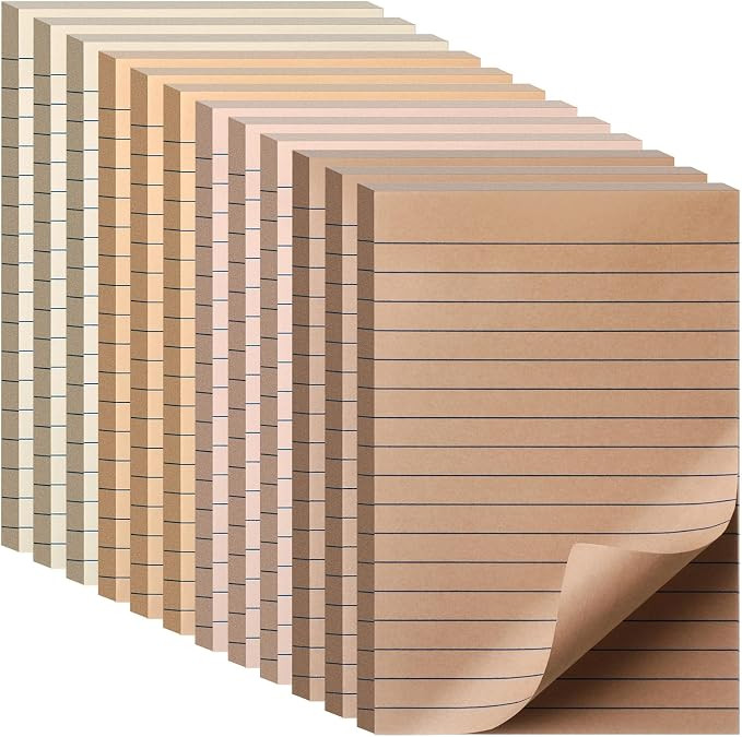 AmazingSpark 12 Pads Brown Boho Sticky Notes 4x6 with Line, Lined Self Stick Notes Pads Boho Offi... | Amazon (US)