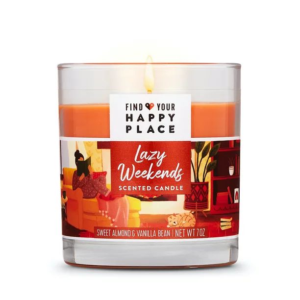 Find Your Happy Place Lazy Weekends Almond And Vanilla Bean Scented Candle For Room-Filling Fragr... | Walmart (US)
