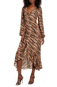 Click for more info about Print Button Front Long Sleeve Maxi Dress