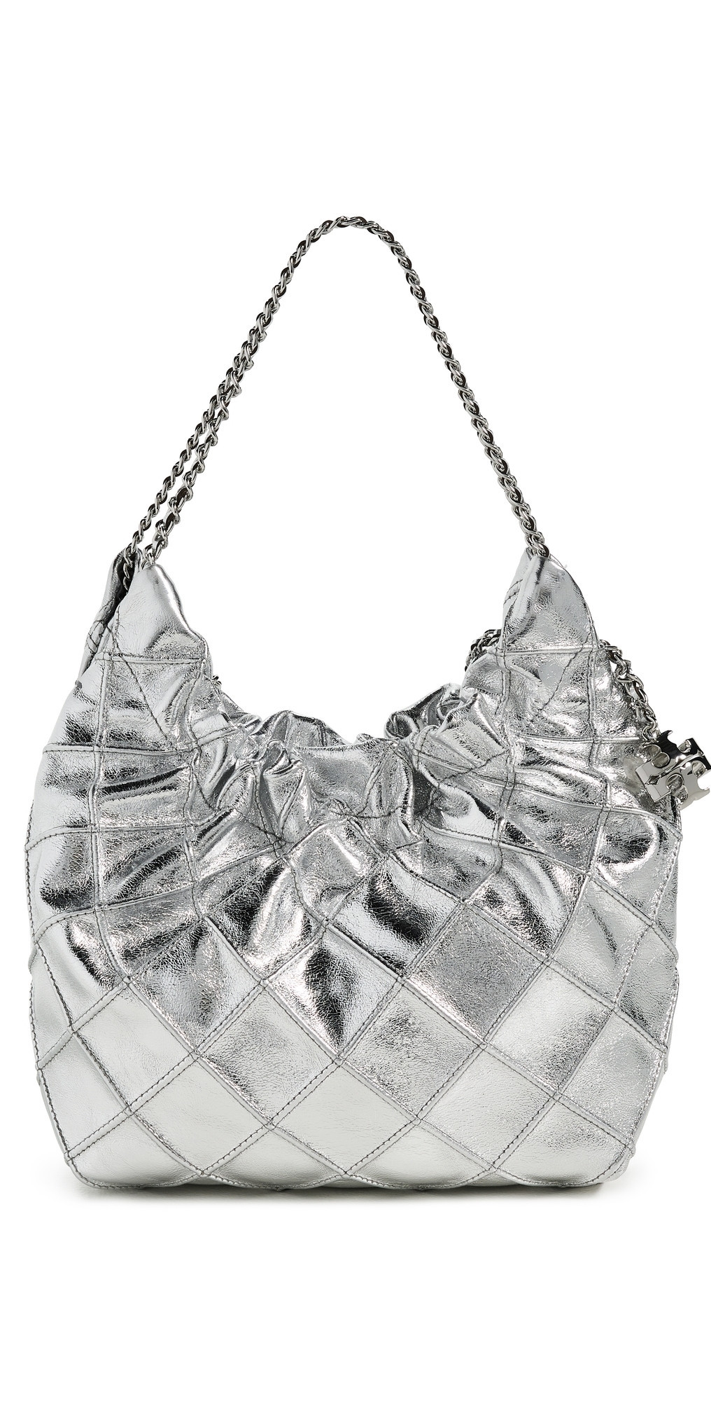 Tory Burch Fleming Metallic Mini Hobo Bag Silver One Size | Shopbop