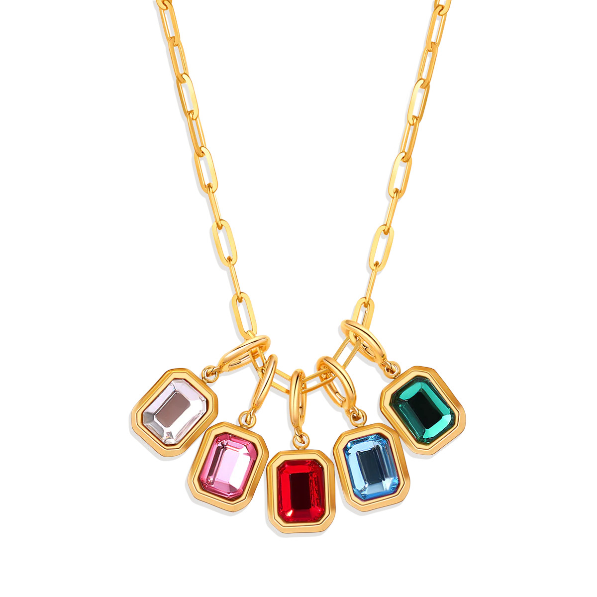 Baguette Birthstone Charm Necklace | Mint & Lily