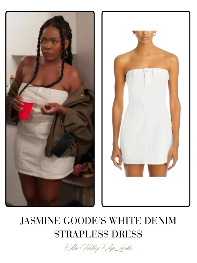 Jasmine Goode's White Denim Strapless Dress 

 