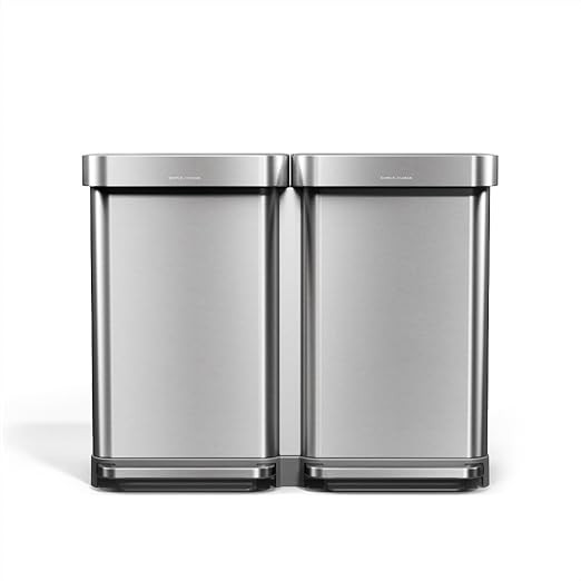 simplehuman Step Recycler, 90L / 23.8 Gallon Dual Compartment Kitchen Trash Can, 150,000-Step Ste... | Amazon (US)