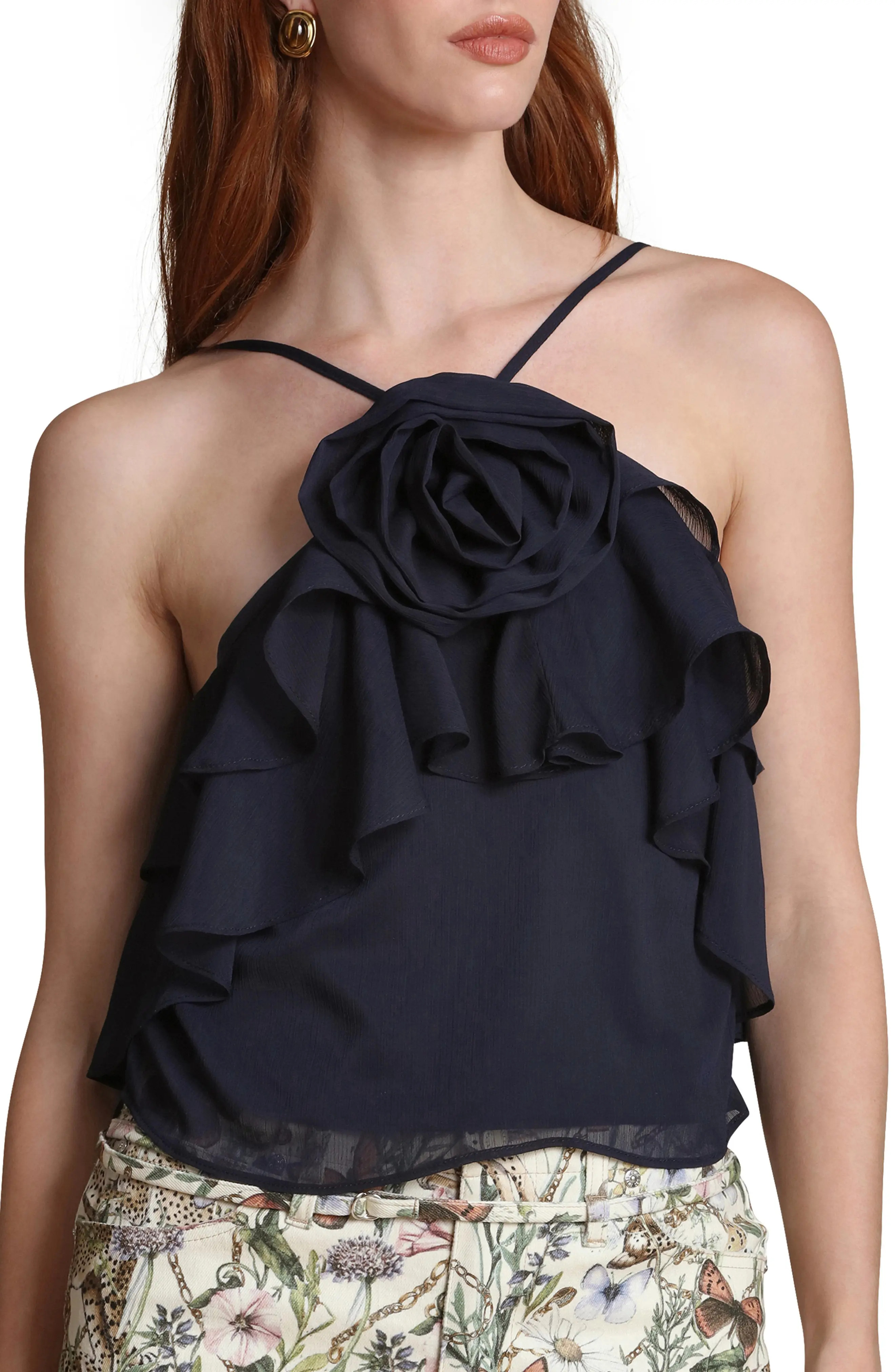 Rosette Ruffle Neck Halter Top (Women) | Nordstromrack | Nordstrom Rack