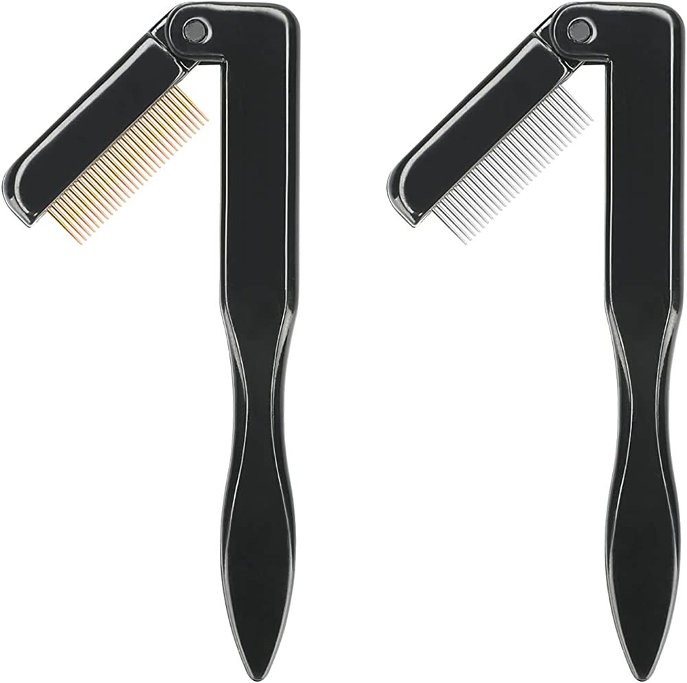 2PCS Folding Eyelash Comb,Eyebrow Comb Metal Teeth, Professional Tool for Define Lash & Brow (Bla... | Amazon (US)