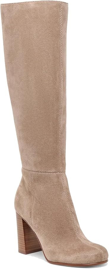 Suede Knee High Boots for Women Chunky Block High Heel Tall Boots Fashion Round Toe Side Zipper L... | Amazon (US)