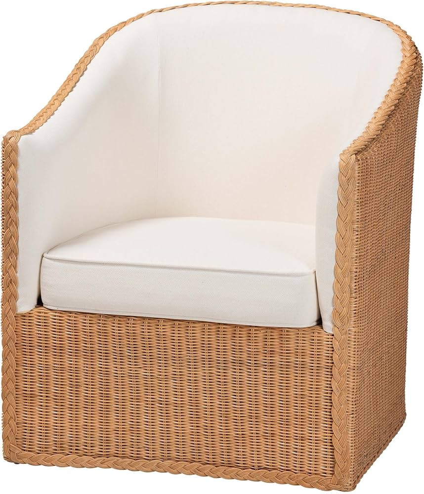 bali & pari Tessa Braided Rattan Arm Chair, Light Honey/White | Amazon (US)