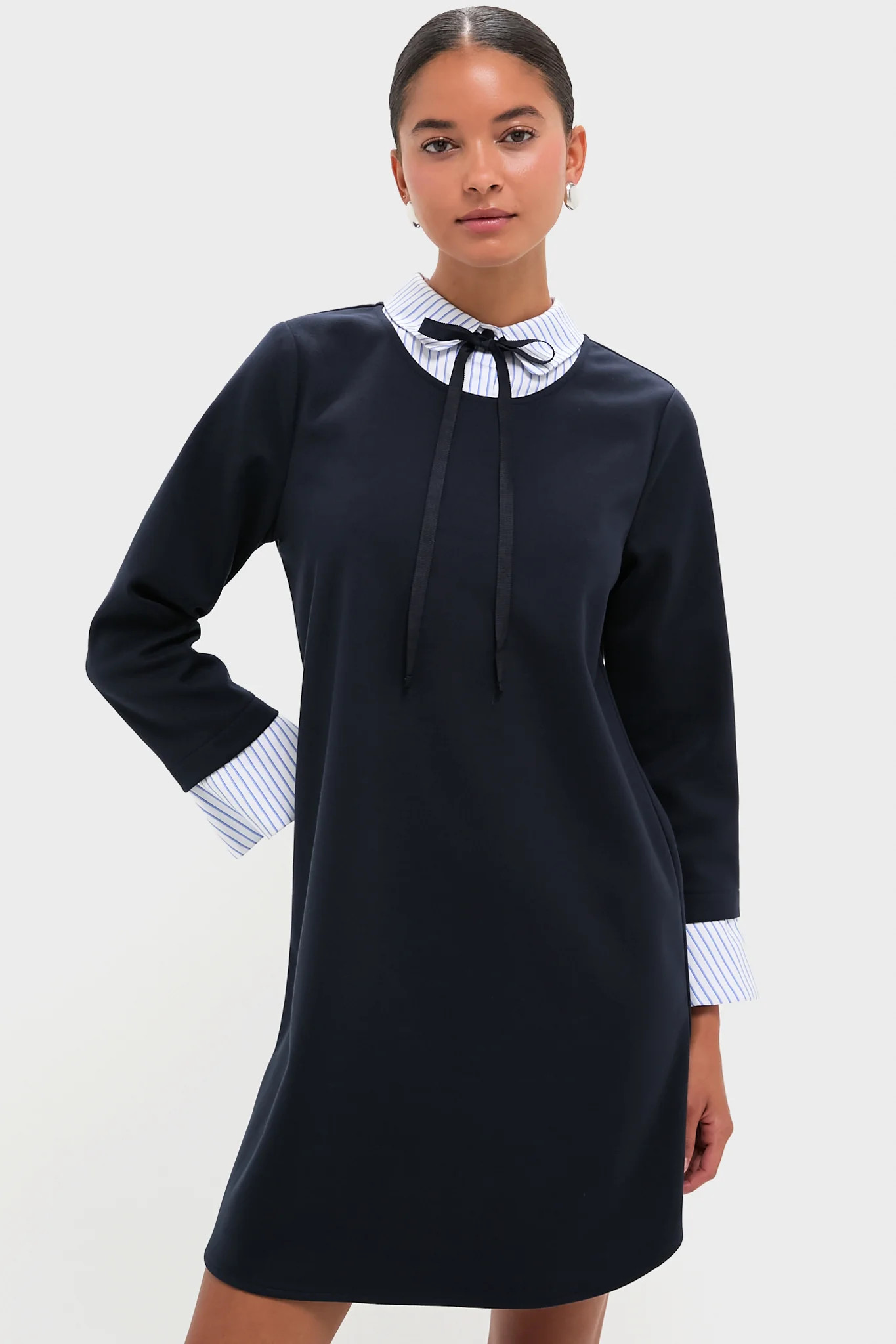 Navy Knit Long Sleeve Burbank Mini Dress | Tuckernuck (US)